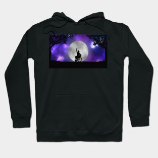 Plus size disabled wheelchair user ballerina dancing before a full moon and galaxy Hoodie